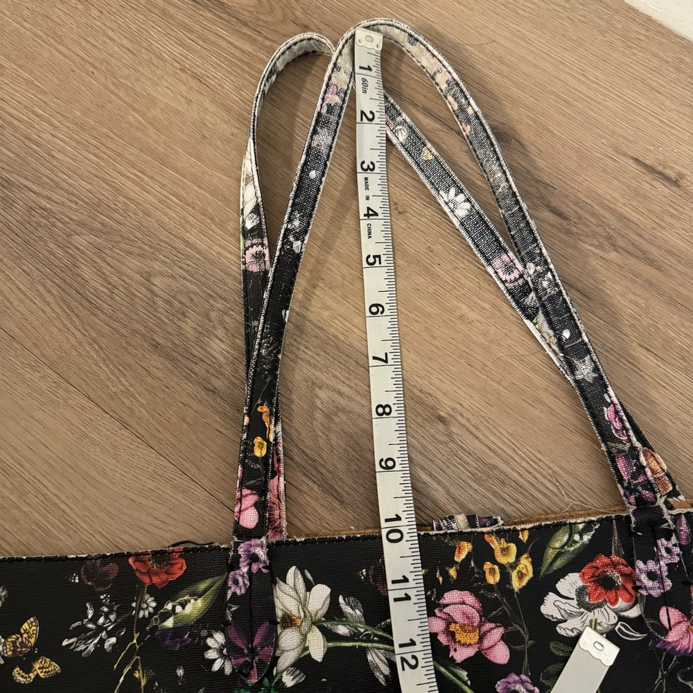 *read description* Black Multicolor Floral Large Tote Bag Work Beach Travel - Picture 6 of 8